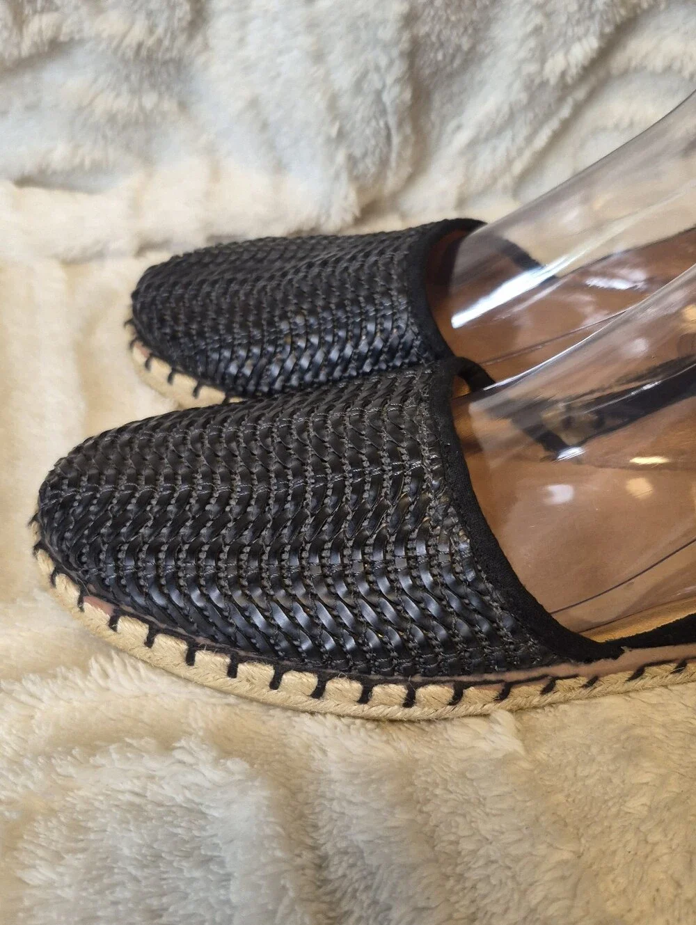 Miz Mooz Cindy Espadrilles Black Woven Leather D'Orsay Flats Women's Sz 10 US
